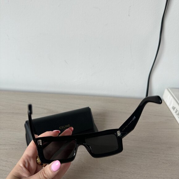 NWOT Celine CL40214U Square Sunglasses Monochrome Black - Picture 7 of 12